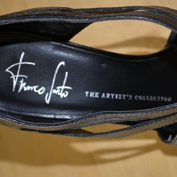 FRANCO Sarto black heels pumps genuine leather cossed front straps sexy size 6 - Picture 3 of 10